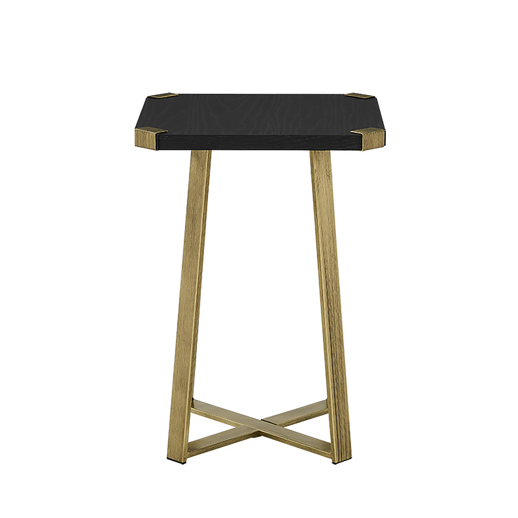 Criterion Capri Side Table 400mm Square Table, Gold Metal Leg and Meta ...