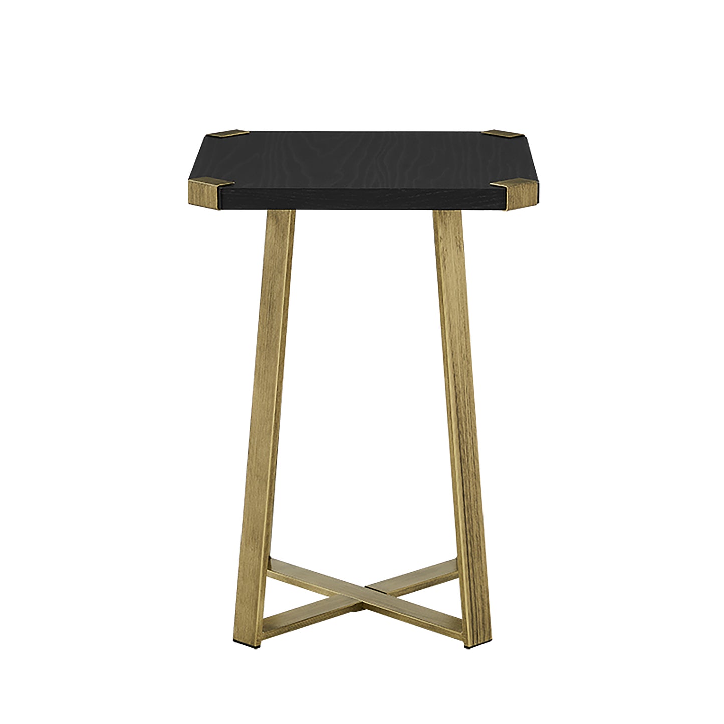 Criterion Capri Side Table 400mm Square Table, Gold Metal Leg and Metal Highlights Black Oak