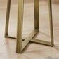 Criterion Capri Side Table 400mm Square Table, Gold Metal Leg and Metal Highlights Black Oak