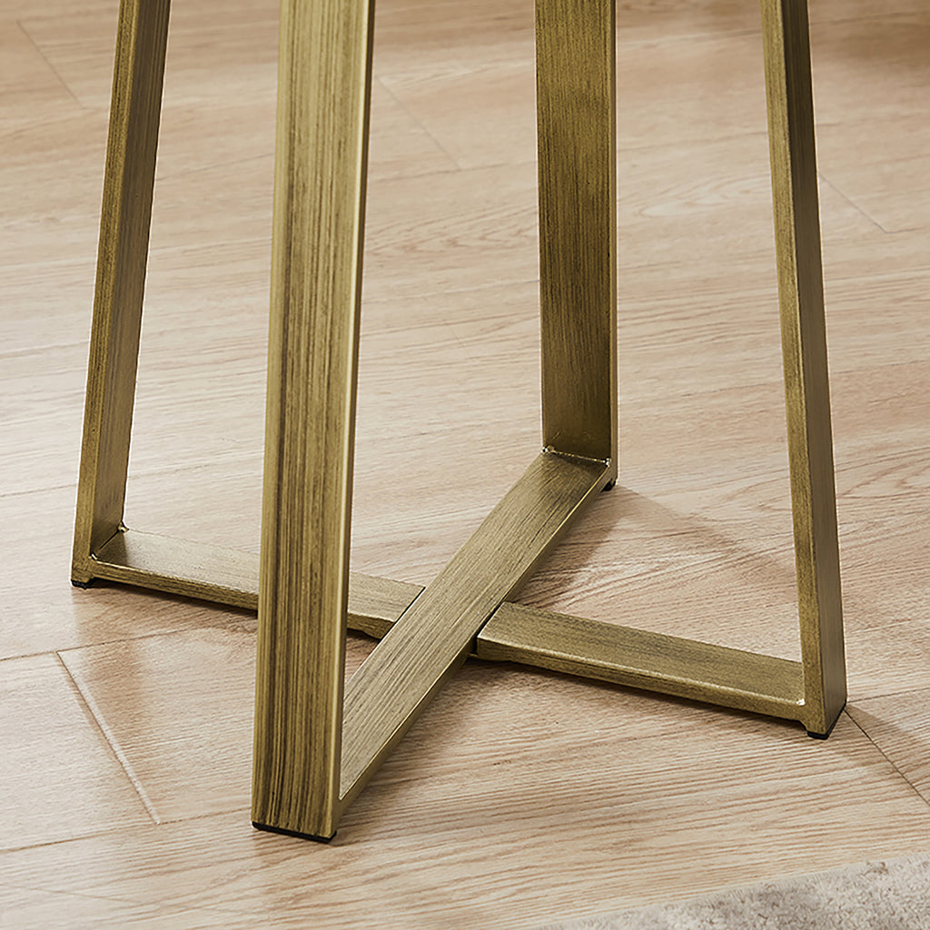 Criterion Capri Side Table 400mm Square Table, Gold Metal Leg and Meta ...