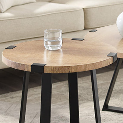 Criterion Capri End Table 445mm Round Table, Black Metal Leg and Metal Highlights Oak