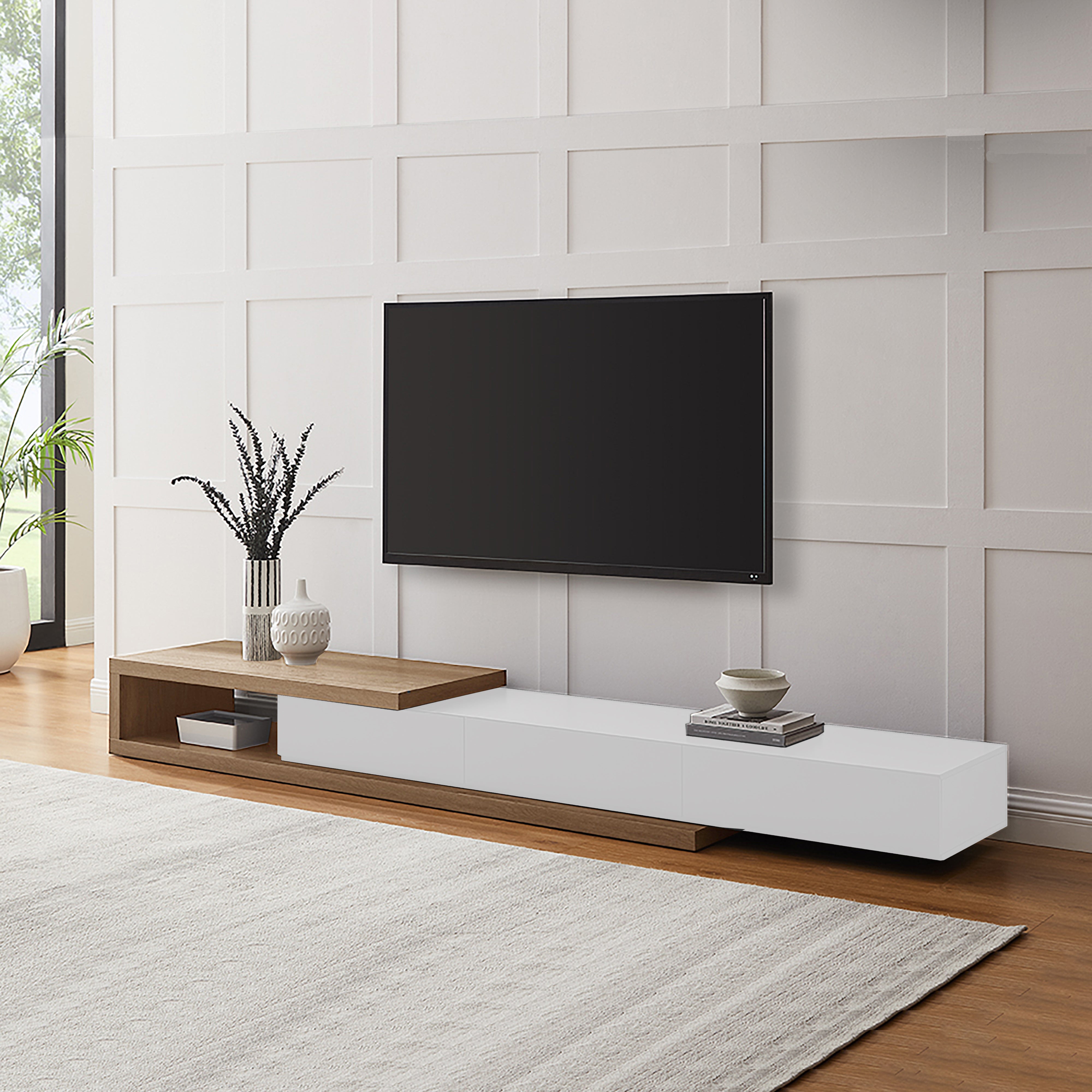 Slim white tv deals cabinet