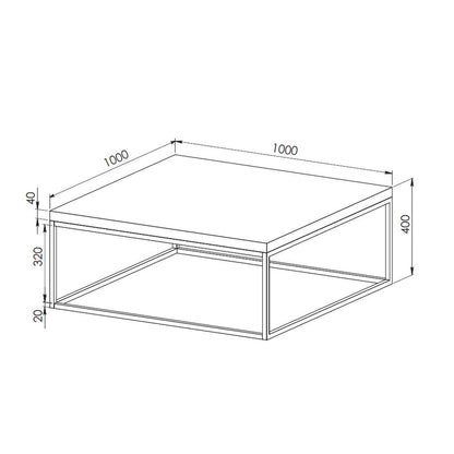 Criterion Chryzler Coffee Table 1000mm Metal Frame, Cement Look
