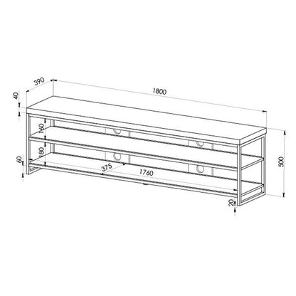 Criterion Chryzler Entertainment Unit, TV Cabinet 1800mm Metal Frame, Cement Look