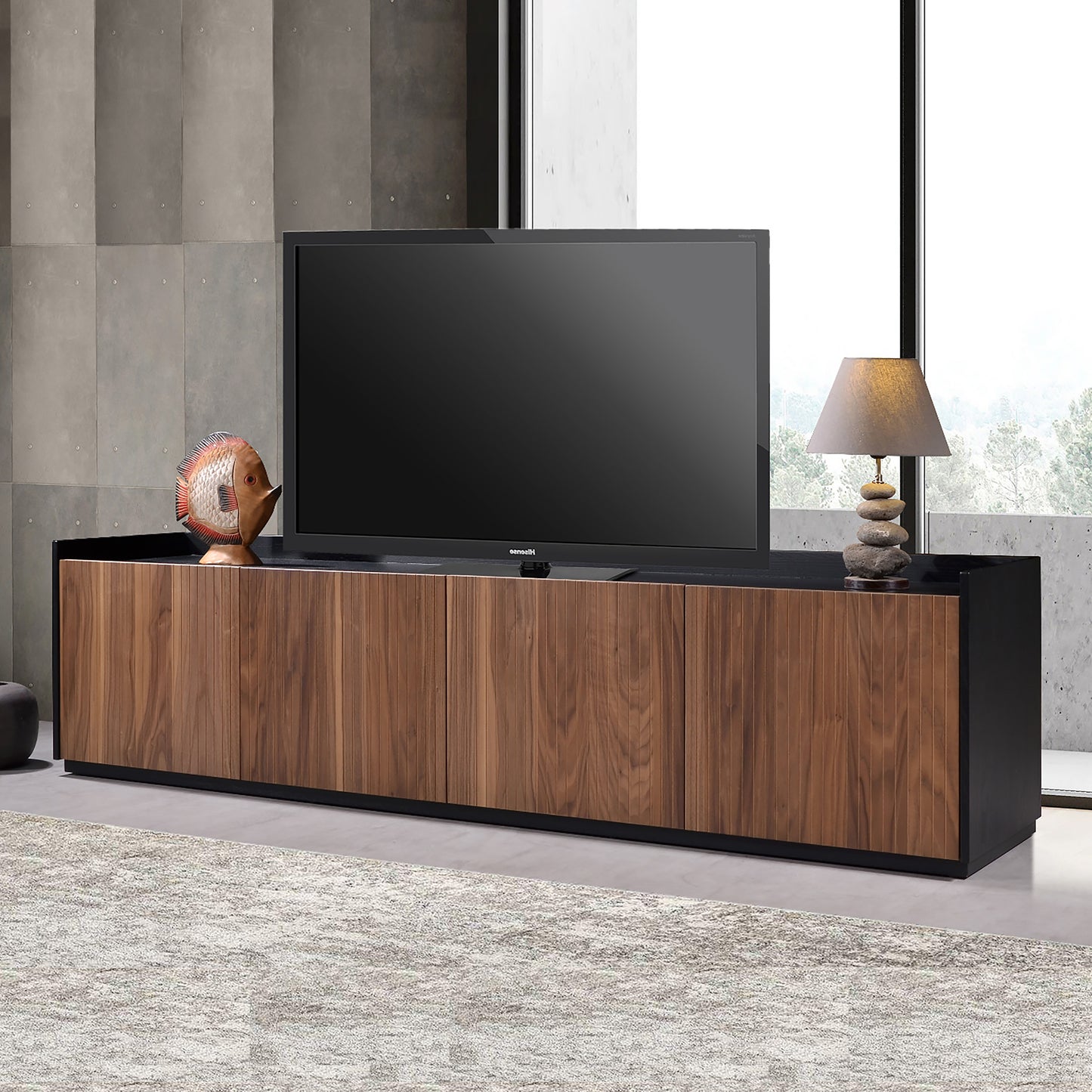 Criterion Coogee Entertainment Unit, TV Cabinet 2100mm Assembled Ash and Walnut Wood Veneer