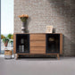 Criterion Denham Buffet, Side Board 1600mm Semi-Assembled, Solid Rubber Wood Legs Light Walnut Wood Veneer