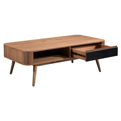 Criterion Denham Coffee Table 1200mm Semi-Assembled, Solid Rubber Wood Legs Light Walnut Wood Veneer