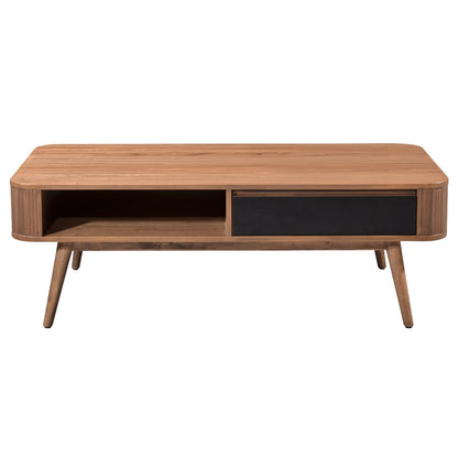 Criterion Denham Coffee Table 1200mm Semi-Assembled, Solid Rubber Wood Legs Light Walnut Wood Veneer