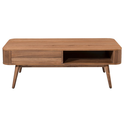 Criterion Denham Coffee Table 1200mm Semi-Assembled, Solid Rubber Wood Legs Light Walnut Wood Veneer