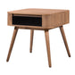 Criterion Denham End Table 550mm Semi-Assembled, Solid Rubber Wood Legs Light Walnut Wood Veneer