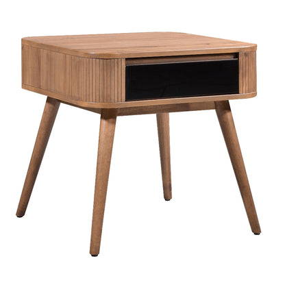 Criterion Denham End Table 550mm Semi-Assembled, Solid Rubber Wood Legs Light Walnut Wood Veneer