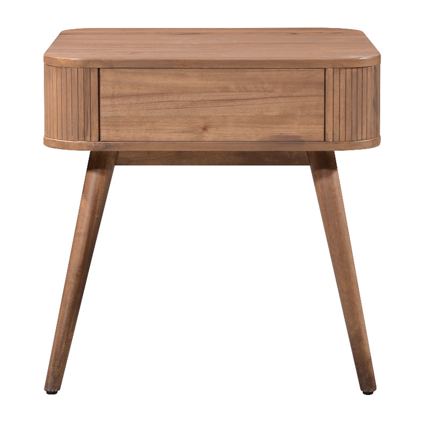 Criterion Denham End Table 550mm Semi-Assembled, Solid Rubber Wood Legs Light Walnut Wood Veneer