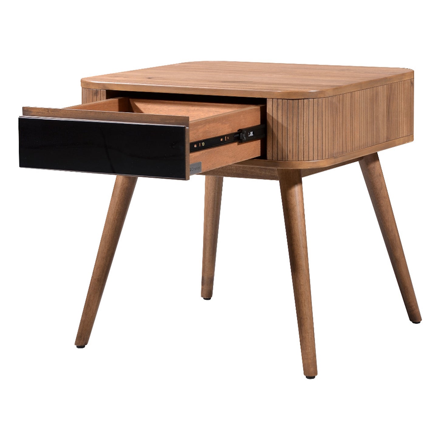 Criterion Denham End Table 550mm Semi-Assembled, Solid Rubber Wood Legs Light Walnut Wood Veneer