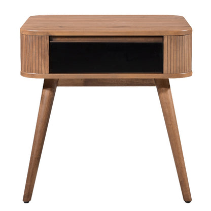 Criterion Denham End Table 550mm Semi-Assembled, Solid Rubber Wood Legs Light Walnut Wood Veneer