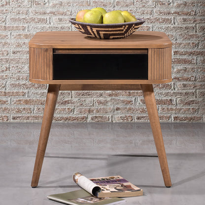 Criterion Denham End Table 550mm Semi-Assembled, Solid Rubber Wood Legs Light Walnut Wood Veneer