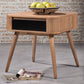 Criterion Denham End Table 550mm Semi-Assembled, Solid Rubber Wood Legs Light Walnut Wood Veneer