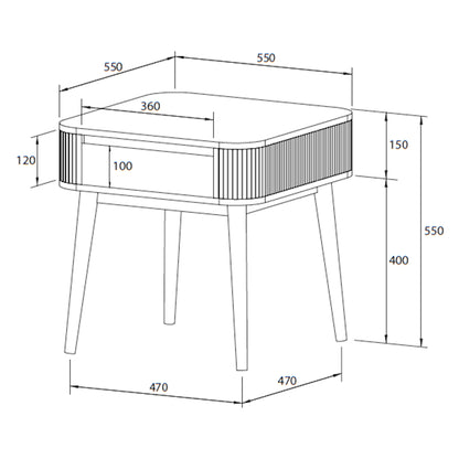 Criterion Denham End Table 550mm Semi-Assembled, Solid Rubber Wood Legs Light Walnut Wood Veneer