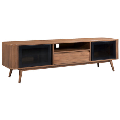Criterion Denham Entertainment Unit, TV Cabinet 1800mm Semi-Assembled, Solid Rubber Wood Legs Light Walnut Wood Veneer