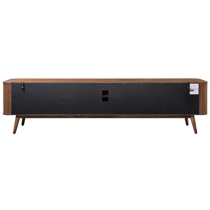 Criterion Denham Entertainment Unit, TV Cabinet 2000mm Semi-Assembled, Solid Rubber Wood Legs Light Walnut Wood Veneer