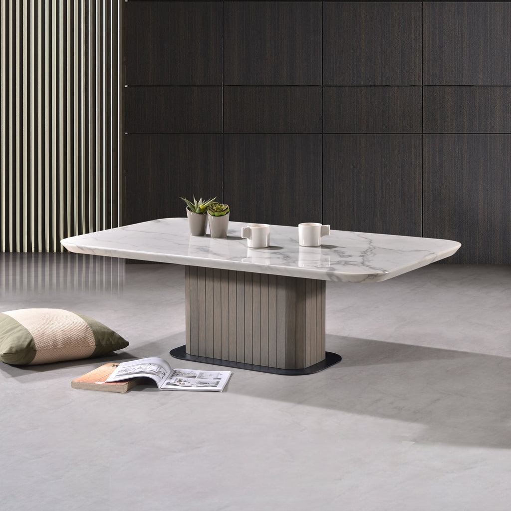 Criterion Eucla Coffee Table 1200mm 20mm Laminated Marble Top KSK Slat ...