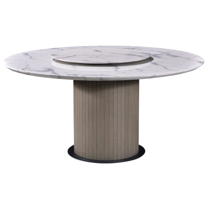 Criterion Eucla Dining Table 1500mm Round 20mm Laminated Marble Top with Lazy Susan KSK Slate Wood Veneer