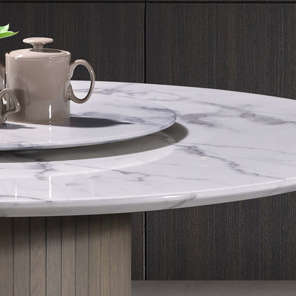 Criterion Eucla Dining Table 1500mm Round 20mm Laminated Marble Top with Lazy Susan KSK Slate Wood Veneer
