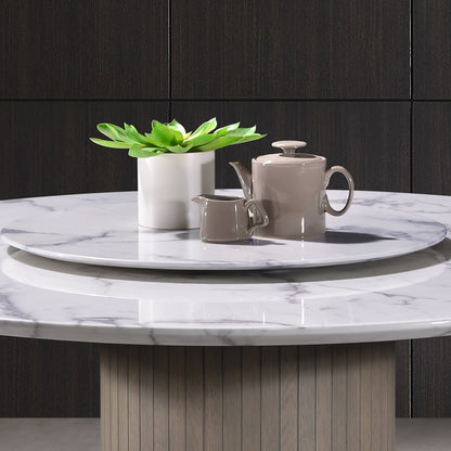 Criterion Eucla Dining Table 1500mm Round 20mm Laminated Marble Top with Lazy Susan KSK Slate Wood Veneer