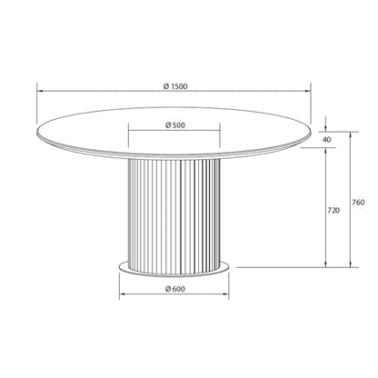 Criterion Eucla Dining Table 1500mm Round 20mm Laminated Marble Top with Lazy Susan KSK Slate Wood Veneer