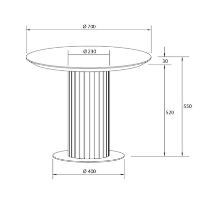 Criterion Eucla End Table 700mm Round 20mm Laminated Marble Top KSK Slate Wood Veneer