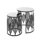 Criterion Leaf Nested Set Coffee Tables 520mm Black Glass Top, Metal Frame Black