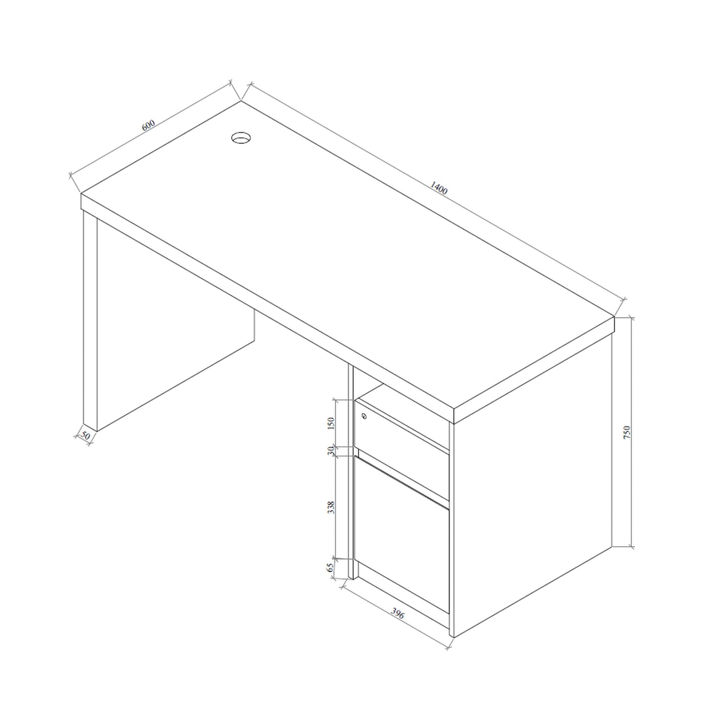 Criterion Lucy Desk 1400mm Oak White Right Hand Storage