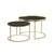 Criterion Nested Set Coffee Tables 760mm Gold Metal Frame Dark Oak
