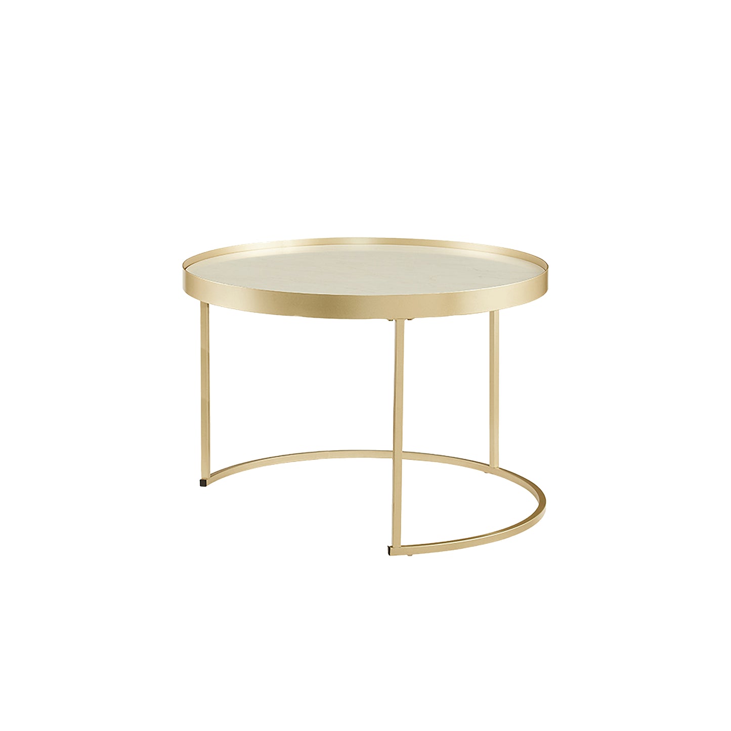 Criterion Nested Set Coffee Tables 760mm Champagne Gold Metal Frame White Marble Look Top