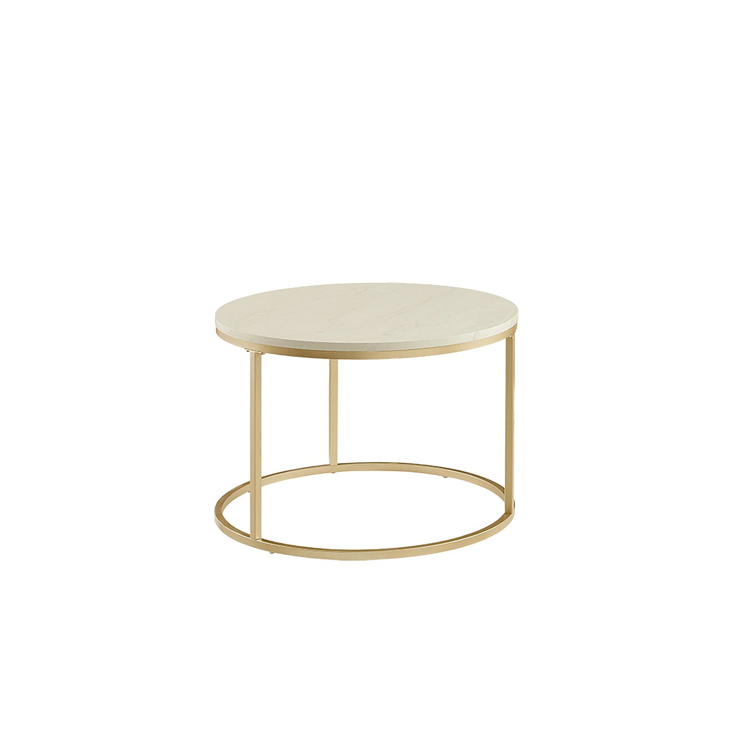 Criterion Nested Set Coffee Tables 760mm Champagne Gold Metal Frame White Marble Look Top