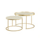 Criterion Nested Set Coffee Tables 760mm Champagne Gold Metal Frame White Marble Look Top