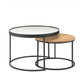 Criterion Nested Set Coffee Tables 760mm Black Metal Frame Large White Marble Look, Small English Oak