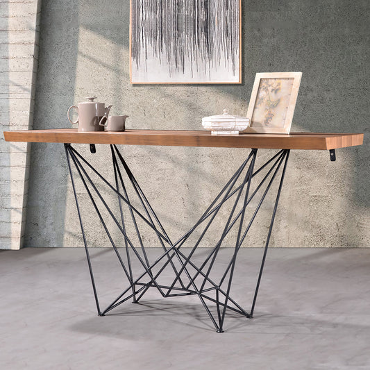 Criterion Onslow Console Table 1500mm Semi-Assembled, Powder Coated Steel Legs Natural Walnut
