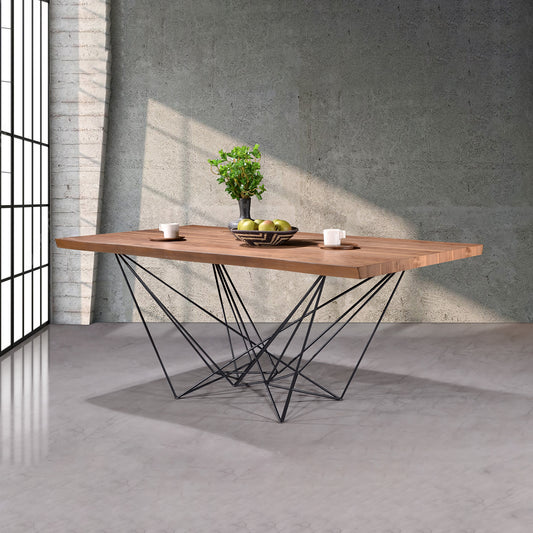 Criterion Onslow Dining Table 1800mm 45mm Walnut Veneer Top, Powder Coated Steel Legs Natural Walnut