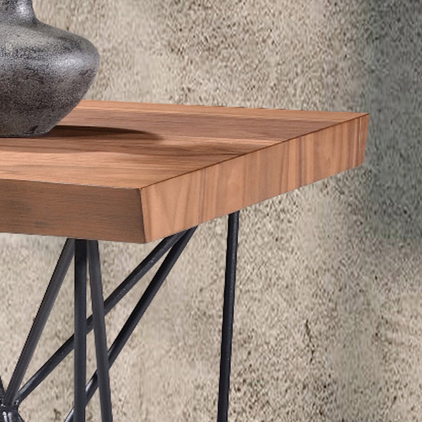 Criterion Onslow End Table 500mm Semi-Assembled, Powder Coated Steel Legs Natural Walnut