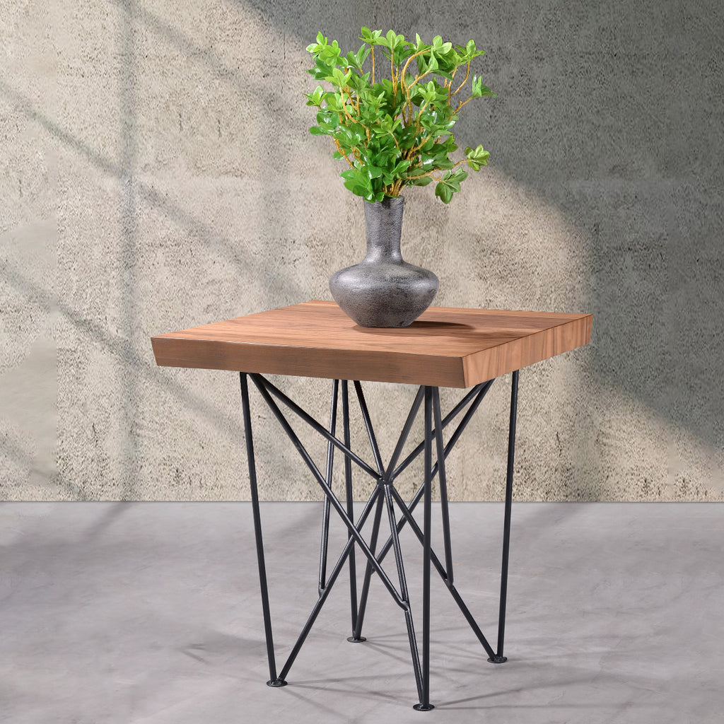 Criterion Onslow End Table 500mm Semi-Assembled, Powder Coated Steel Legs Natural Walnut