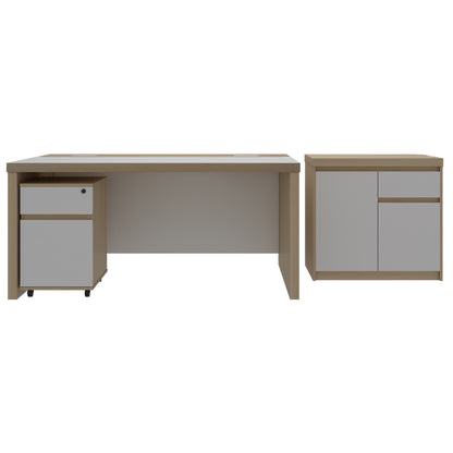 Criterion Sophie Desk 1600mm Oak White Three Piece Pack