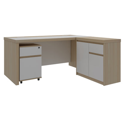 Criterion Sophie Desk 1600mm Oak White Three Piece Pack