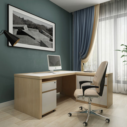 Criterion Sophie Desk 1600mm Oak White Three Piece Pack