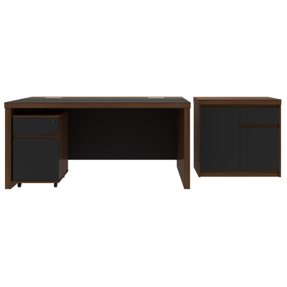 Criterion Sophie Desk 1600mm Walnut Grey Three Piece Pack