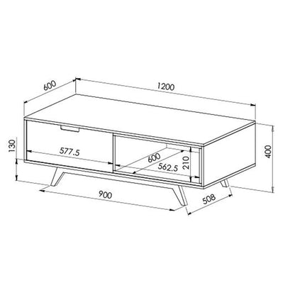 Criterion Tuscany Coffee Table 1200mm Oak White