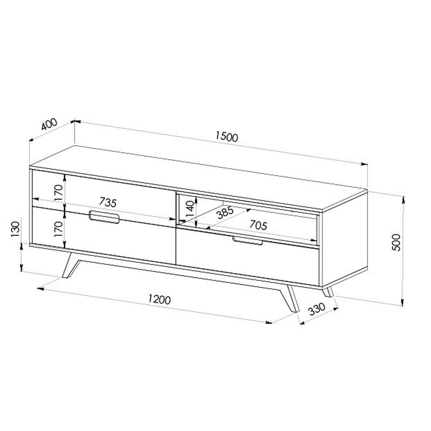 Criterion Tuscany Entertainment Unit 1500mm Oak White