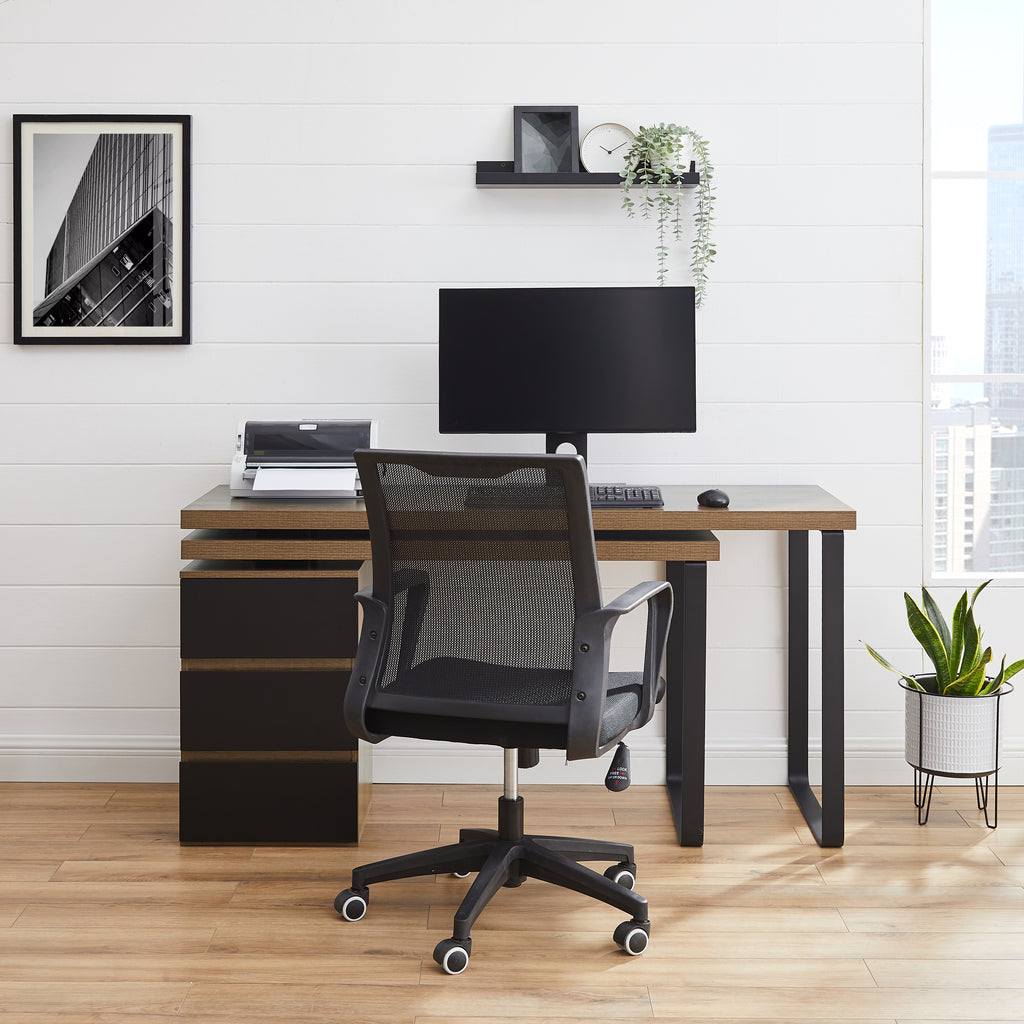 Criterion Vibe Desk Adjustable Return/Desk 1500mm Dark Oak Black ...