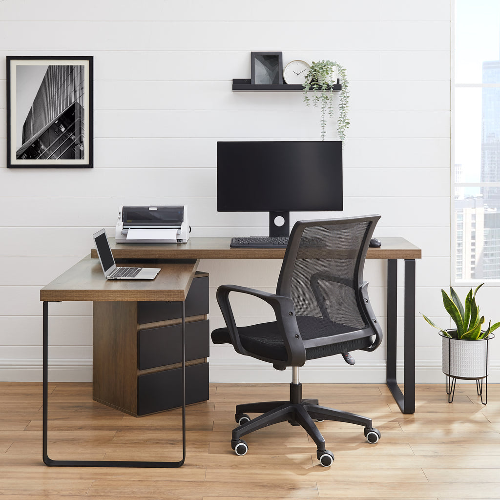 Criterion Vibe Desk Adjustable Return/Desk 1500mm Dark Oak Black ...