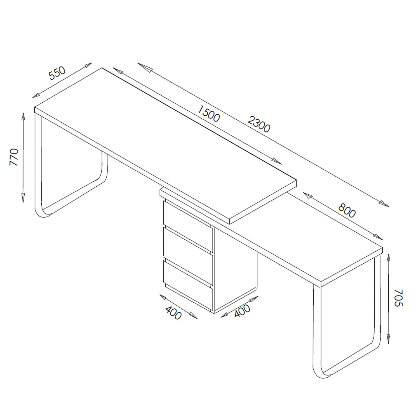 Criterion Vibe Desk Adjustable Return/Desk 1500mm Oak White