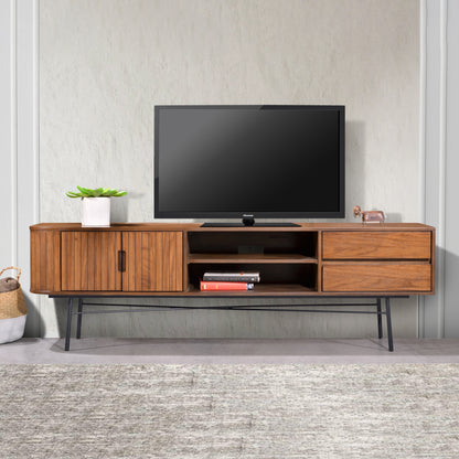 Criterion Albany Entertainment Unit, TV Cabinet 1800mm Semi-Assembled, Powder Coated Steel Legs Dark Ash